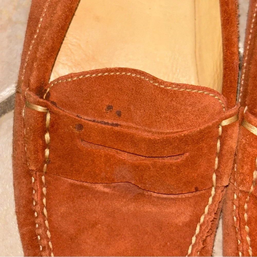 Peter Millar Orange Suede Penny Driver Loafers